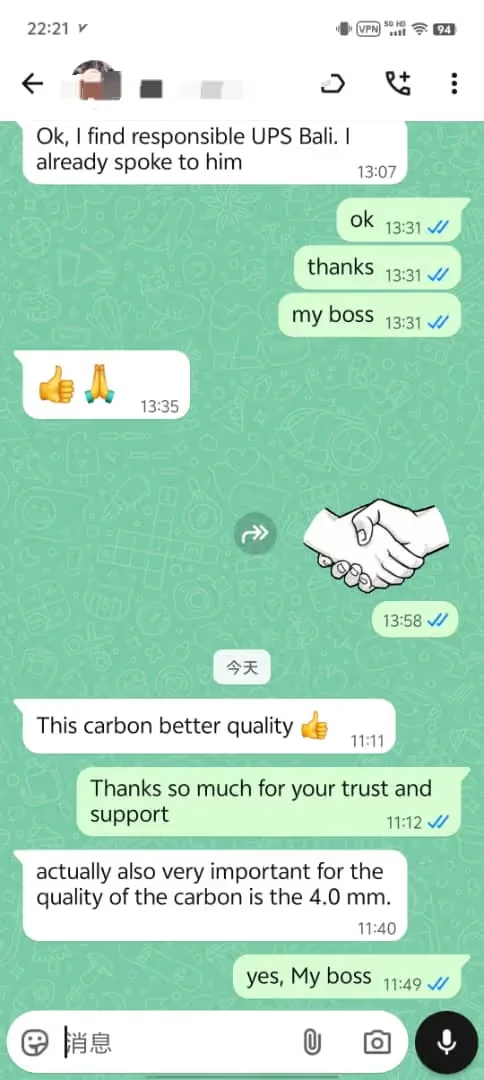 Customer feedback about activated carbon quality