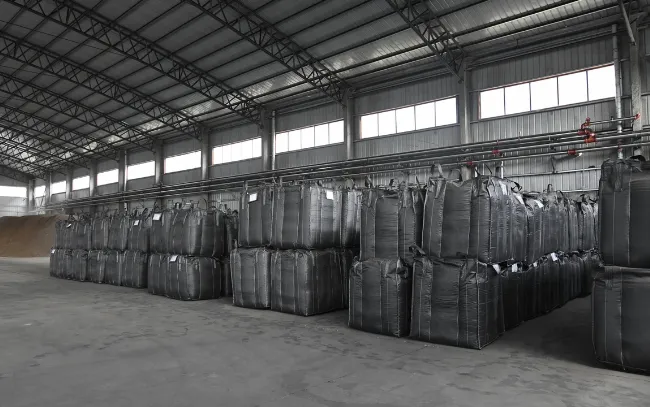 FIBC jumbo bags of activated carbon ready for bulk shipment